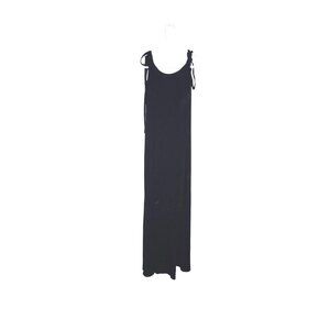 Sugar + Lips Black Sleeveless Maxi Dress With Adjustable Tie Straps Made Of 100%